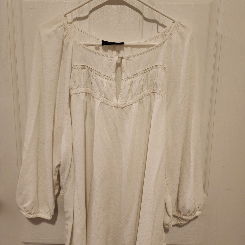Lane Bryant Off-White Blouse with Lace Detail